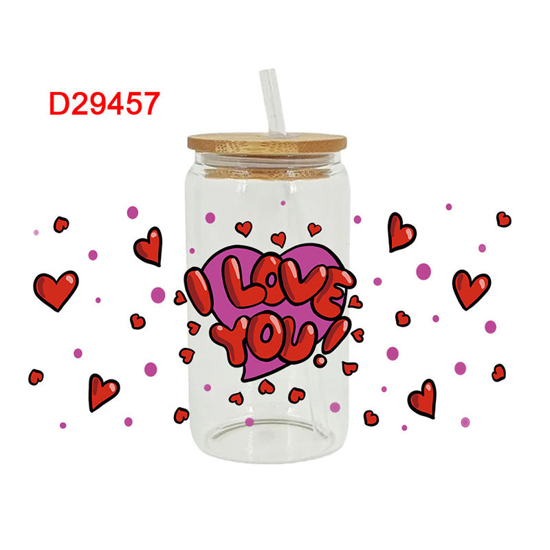 Wholesale Sweet Heart Valentine' s Day 16oz Cup UV DTF Wraps