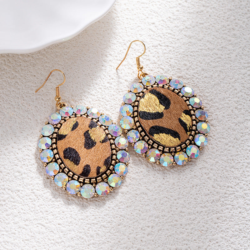 Wholesale Vintage Bohemian Turquoise Leopard Print Earrings