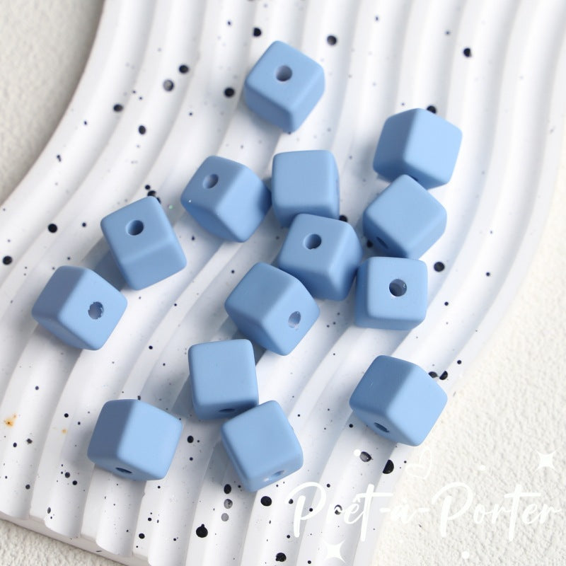 Wholesale 10pcs DIY Square Rubber Beads Macaron Color Square Beads