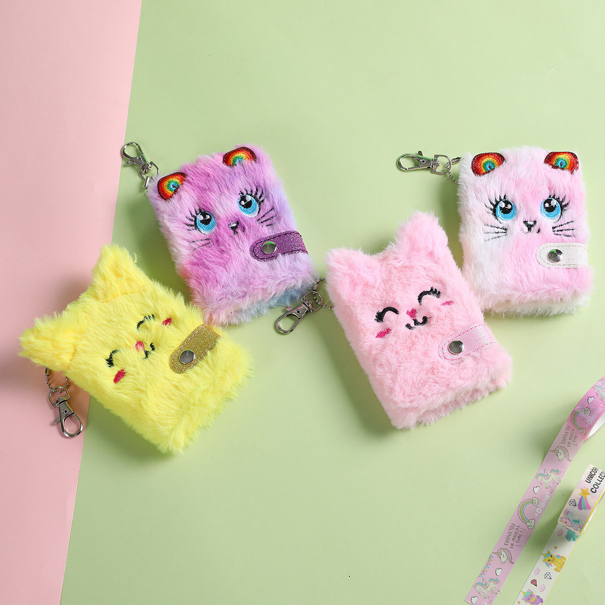 Wholesale Cartoon Plush Notebook Children' s Cute Cat Snap Diary