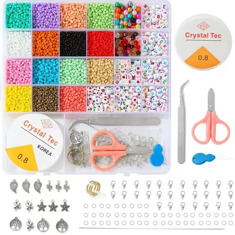 Wholesale DIY puzzle  Beaded 28 Boxed Set of Solid Color Paint Glass Beads DIY Bracelet Necklace Accessories Colorful Small Rice Beads