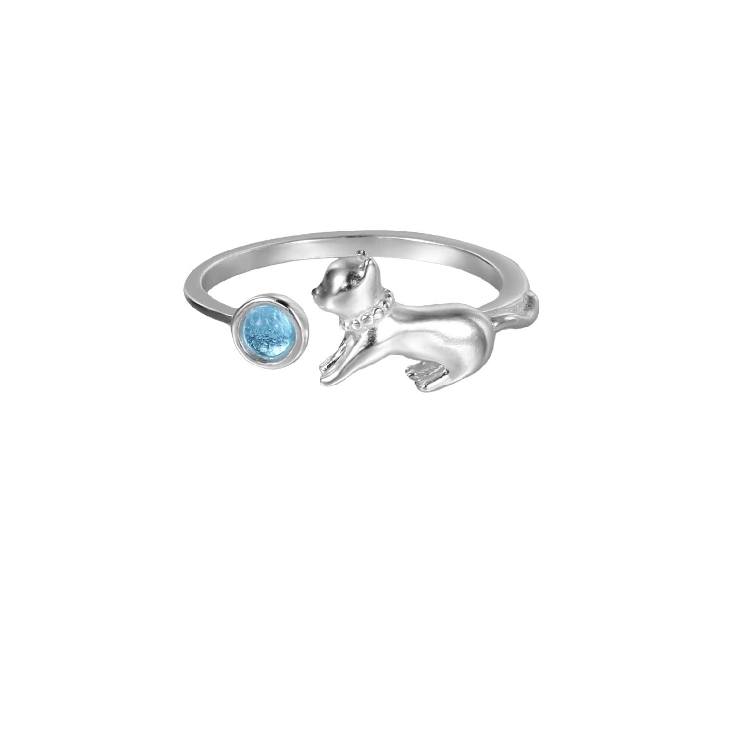 Wholesale Cat Moonstone Cute Open Ring