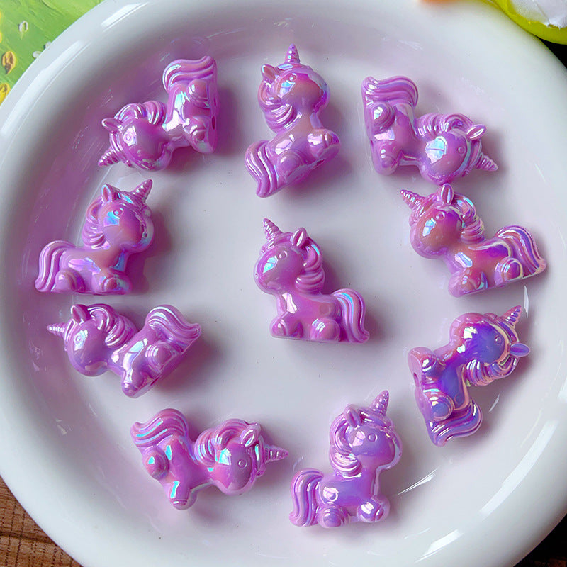 Wholesale Luminous Unicorn Through-hole Bead  Acrylic Beads