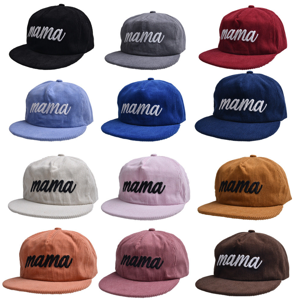 Wholesale Flat Brim Corduroy MAMA Baseball Cap