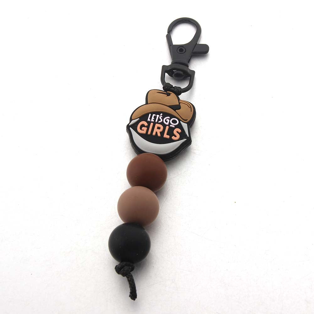 Wholesale Cartoon Animal Dwarf English Letter Bull Head Silicone Bead Keychain