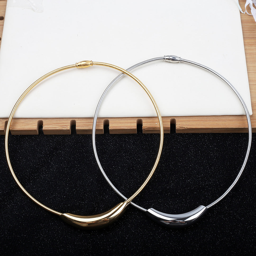 Wholesale Titanium Steel Curved Tube Necklace