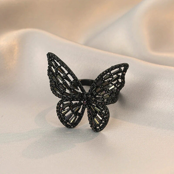 Wholesale Exaggerated hollow butterfly ring