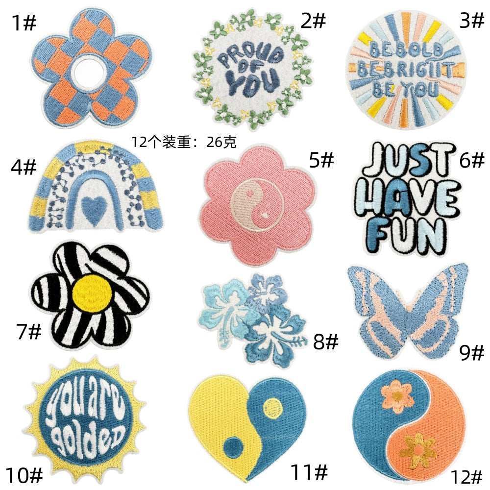 Wholesale Cartoon flower  butterfly  heart embroidery DIY patches
