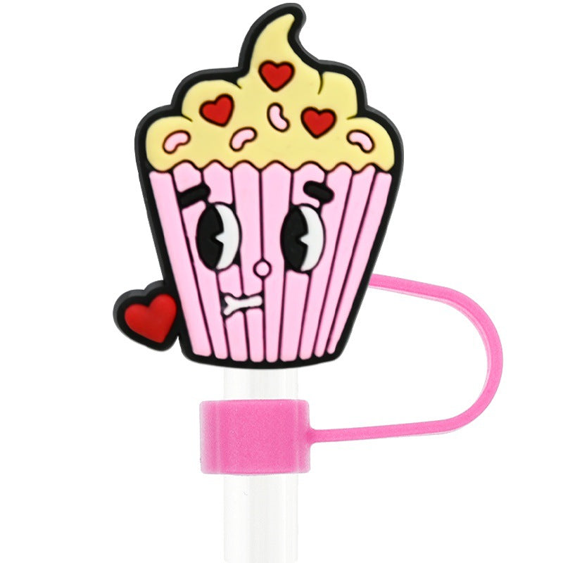 Wholesale Random 100pcs Valentine' s Day 10mm Universal Soft Rubber Decorative  Straw Tube Cap