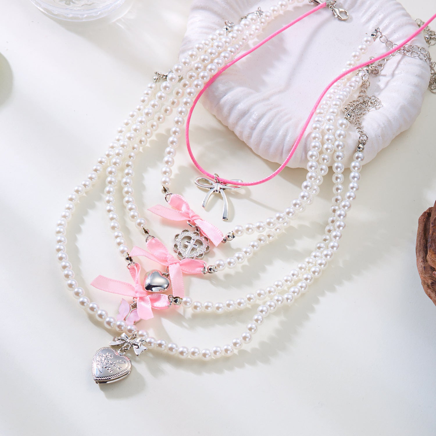 Wholesale Strawberry Set Necklace Pink Valentine' s Day Necklace