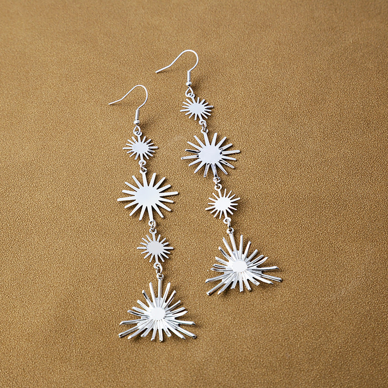 Wholesale Patchwork Triangle Sequin Radioactive Line Earrings