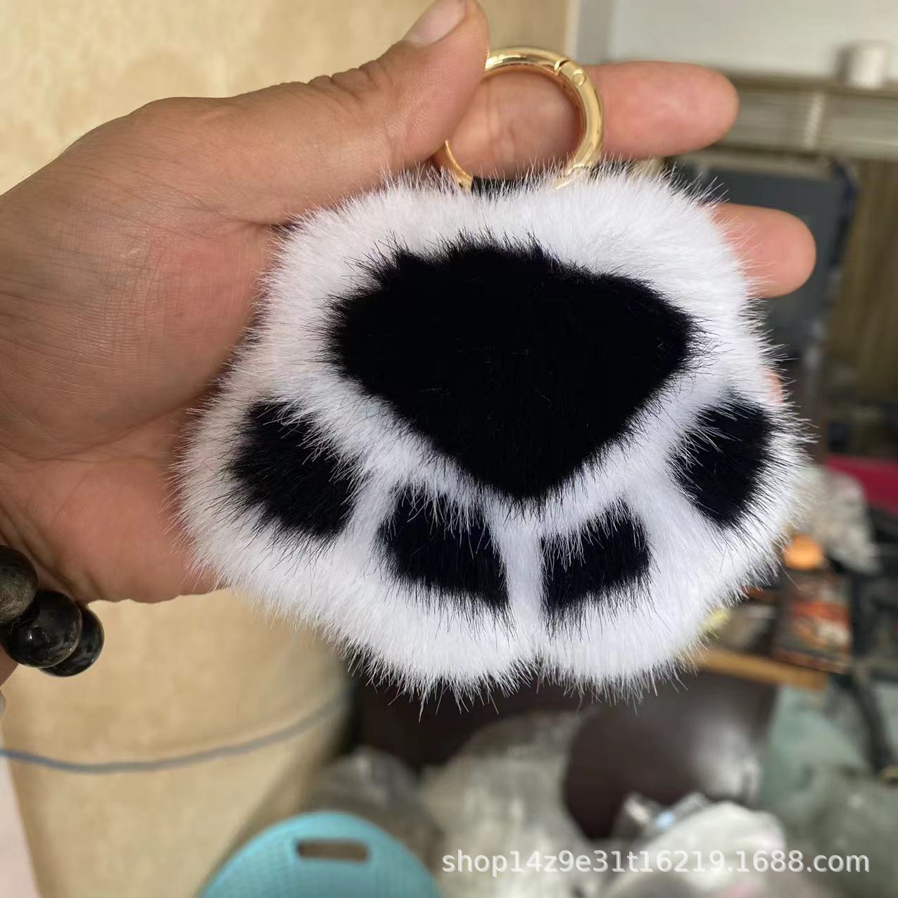 Wholesale 5pcs Paw Plush Pendant Cute Cat Keychain