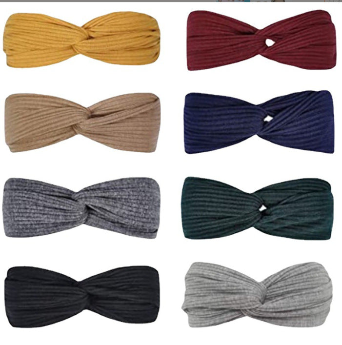 Wholesale Knitted Headband Face Wash Hair Band Solid Color Elastic Hair Band Yoga Sports Hair Band Headband Women