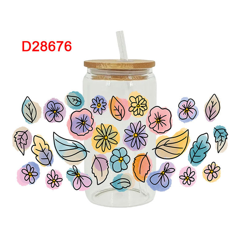 Wholesale Tulip Flower Leaf Series 16oz Cup UV DTF Wraps