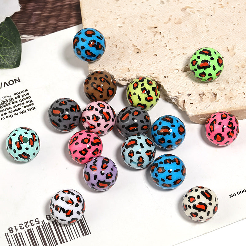 Wholesale 100pcs Autumn/winter Solid Leopard Print Beads