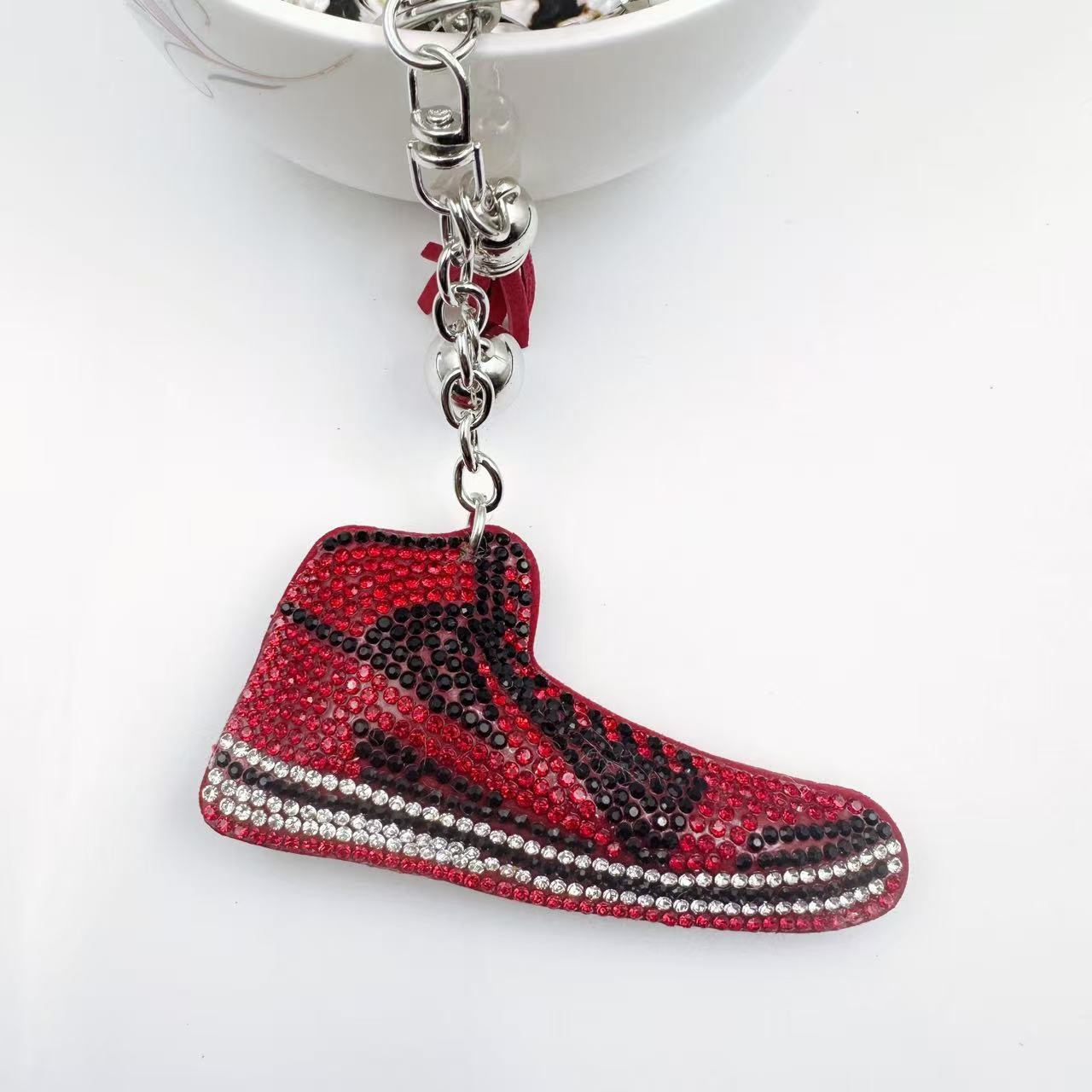 Wholesale Rhinestone Sneaker Keychain Crystal Shoe Charm For Bag Car Key Accessory