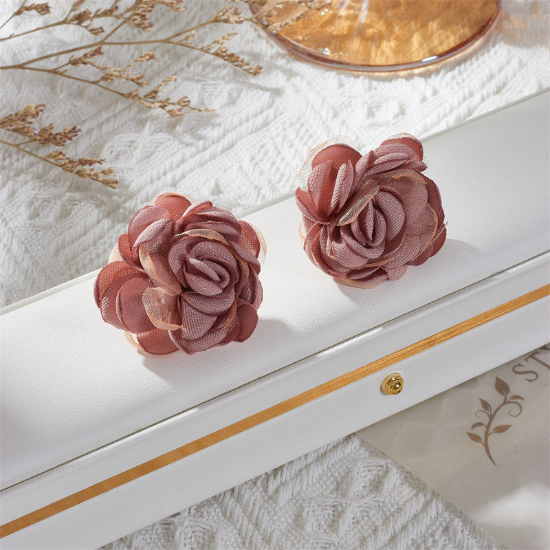 Wholesale Vintage Style Fabric Flower Earrings