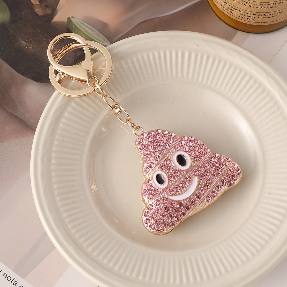 Wholesale Cartoon Cute Rhinestone Poop Novelty Metal Keychain