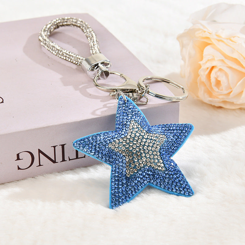 Wholesale Colorful cartoon pentagram diamond studded keychain