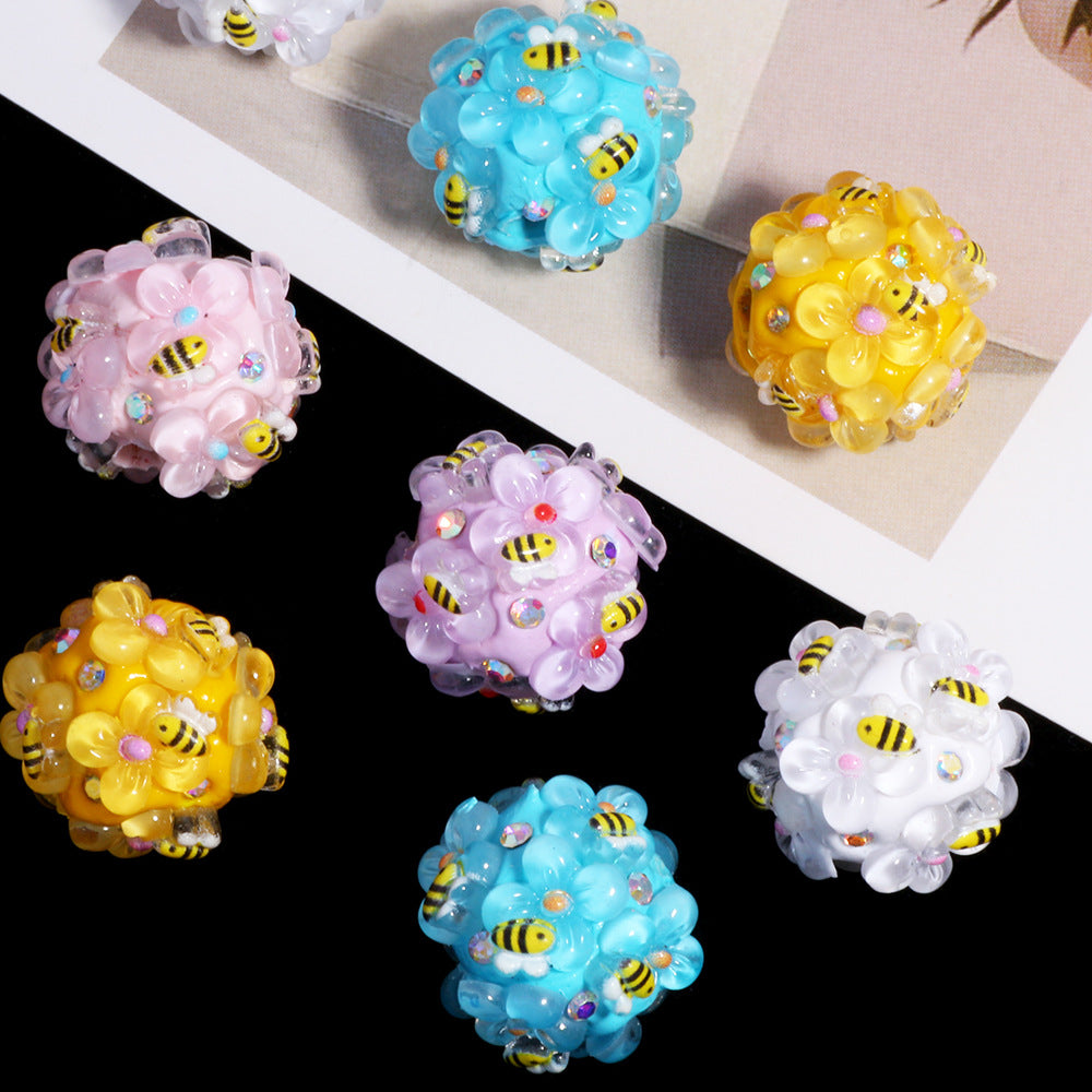 Wholesale 10pcs Polymer clay bee straight hole loose beads beaded DIY accessories