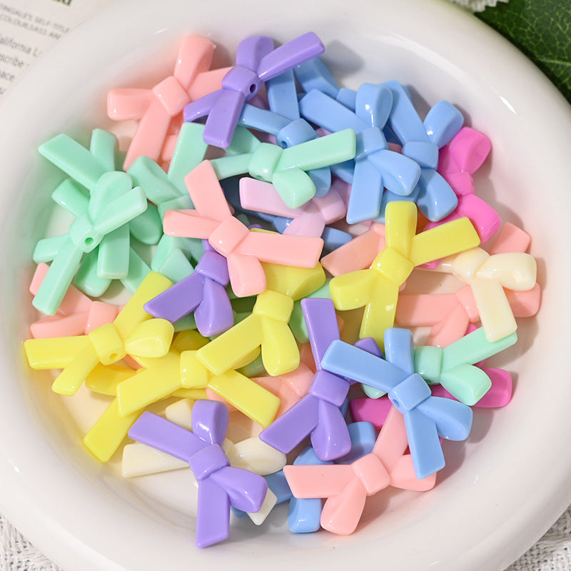 Wholesale 10pcs Bow Candy Color Scattered  Acrylic Beads