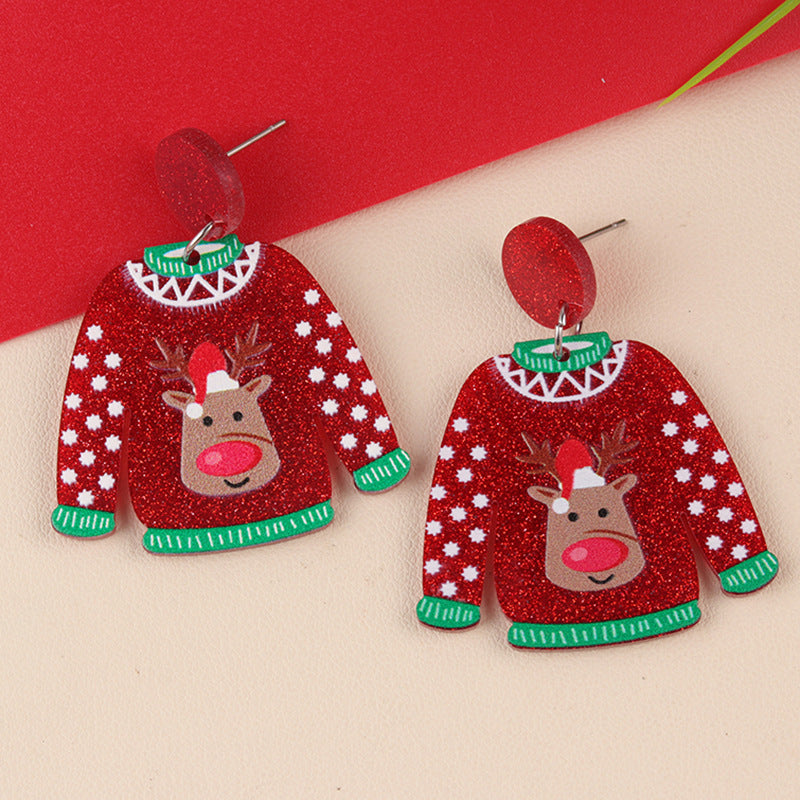 Wholesale Acrylic Sweater Christmas Earrings Earrings