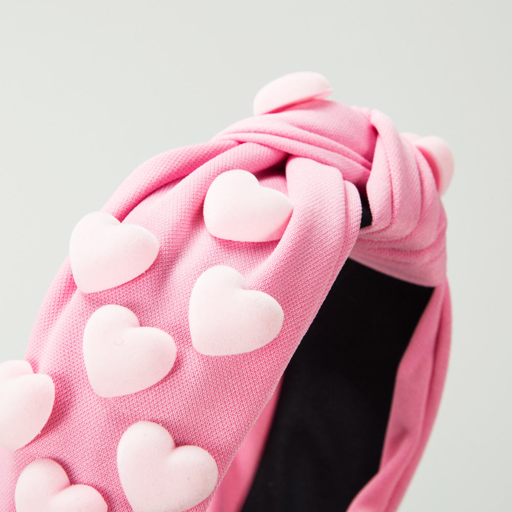 Wholesale Knotted Heart Hand-sewn Rice Bead Sequins Decorated Wide Brim Headband