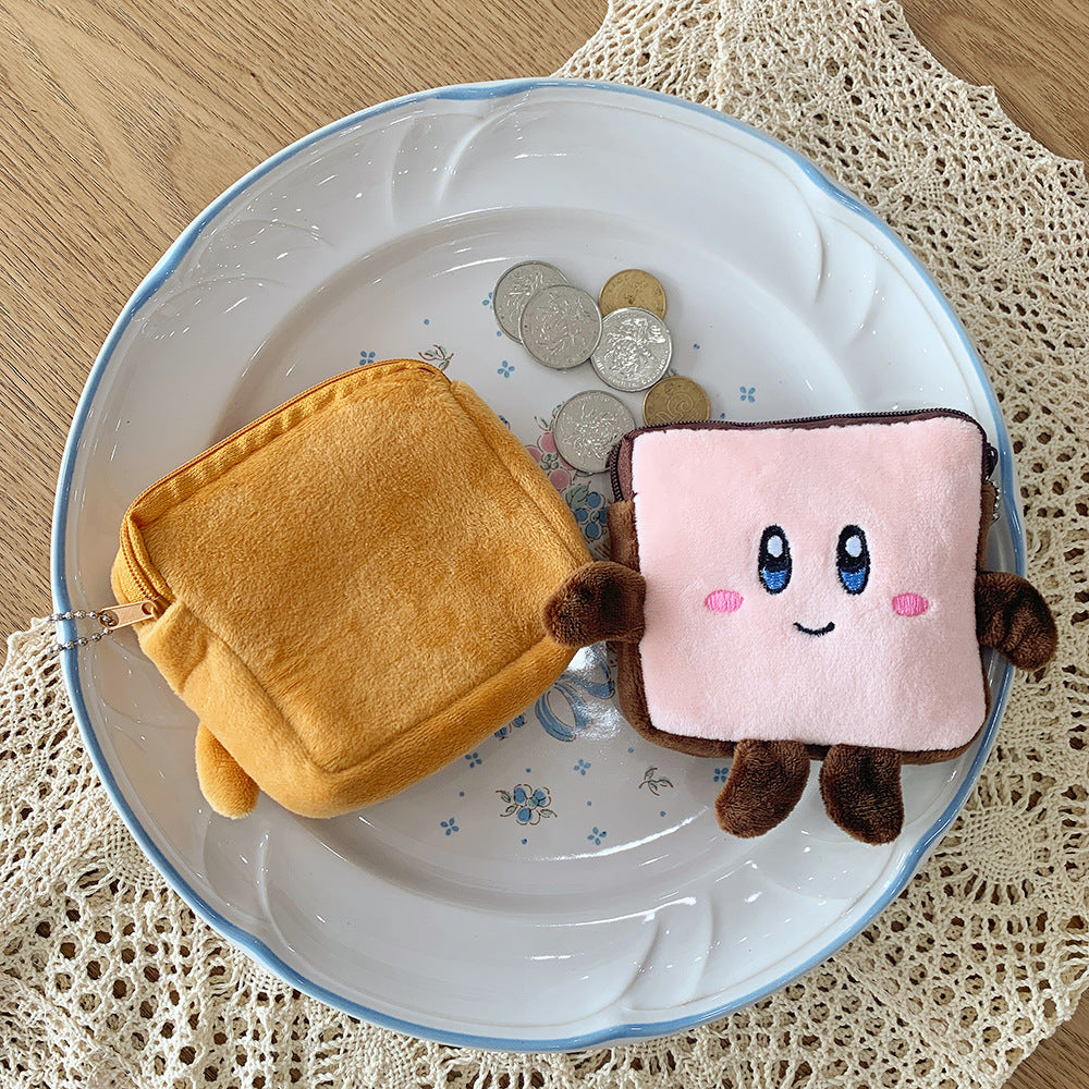Wholesale Square Toast Coin Purse Storage Bag Creative Plush Mini Wallet