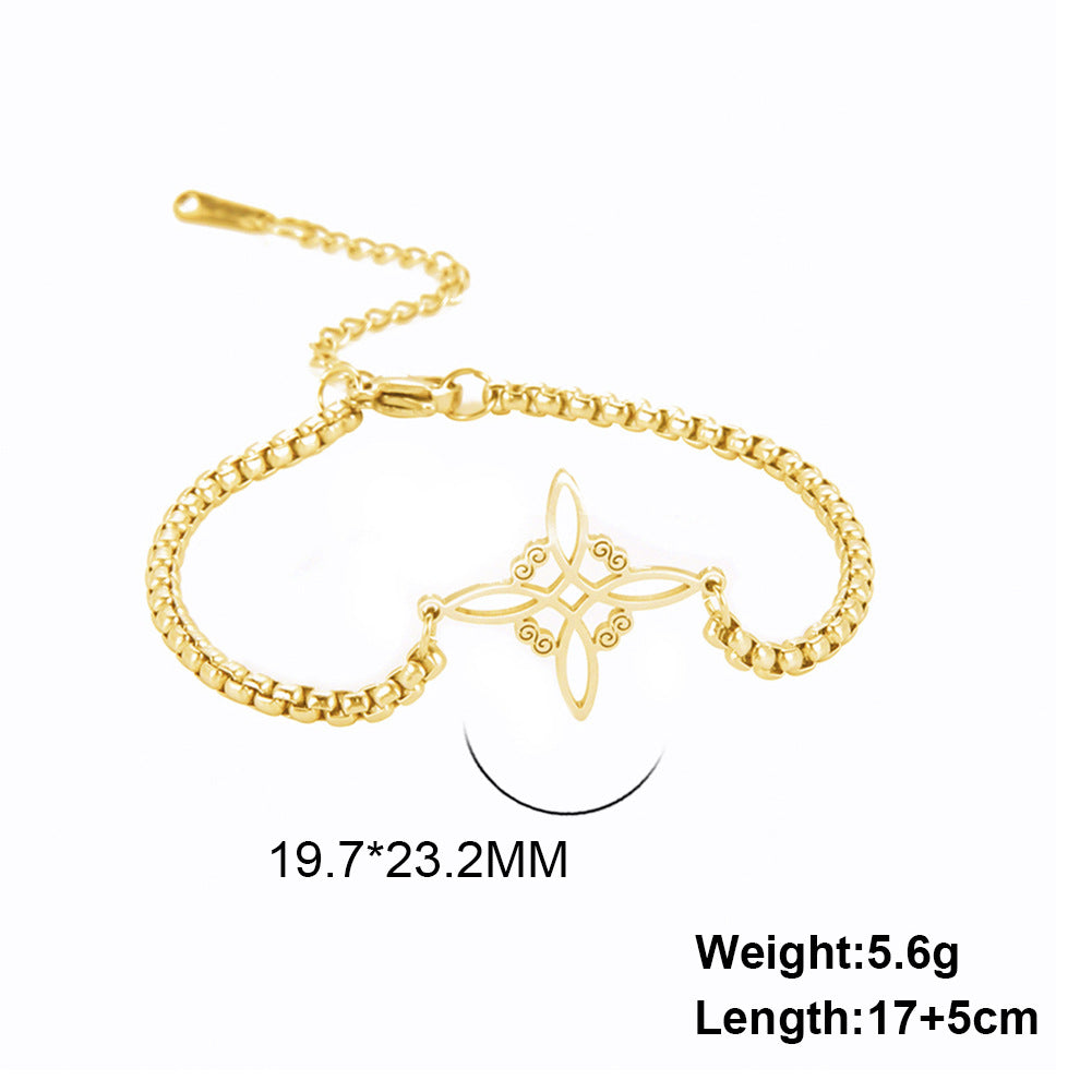 Wholesale Witch knot S-shaped double hole pendant box chain stainless steel bracelet