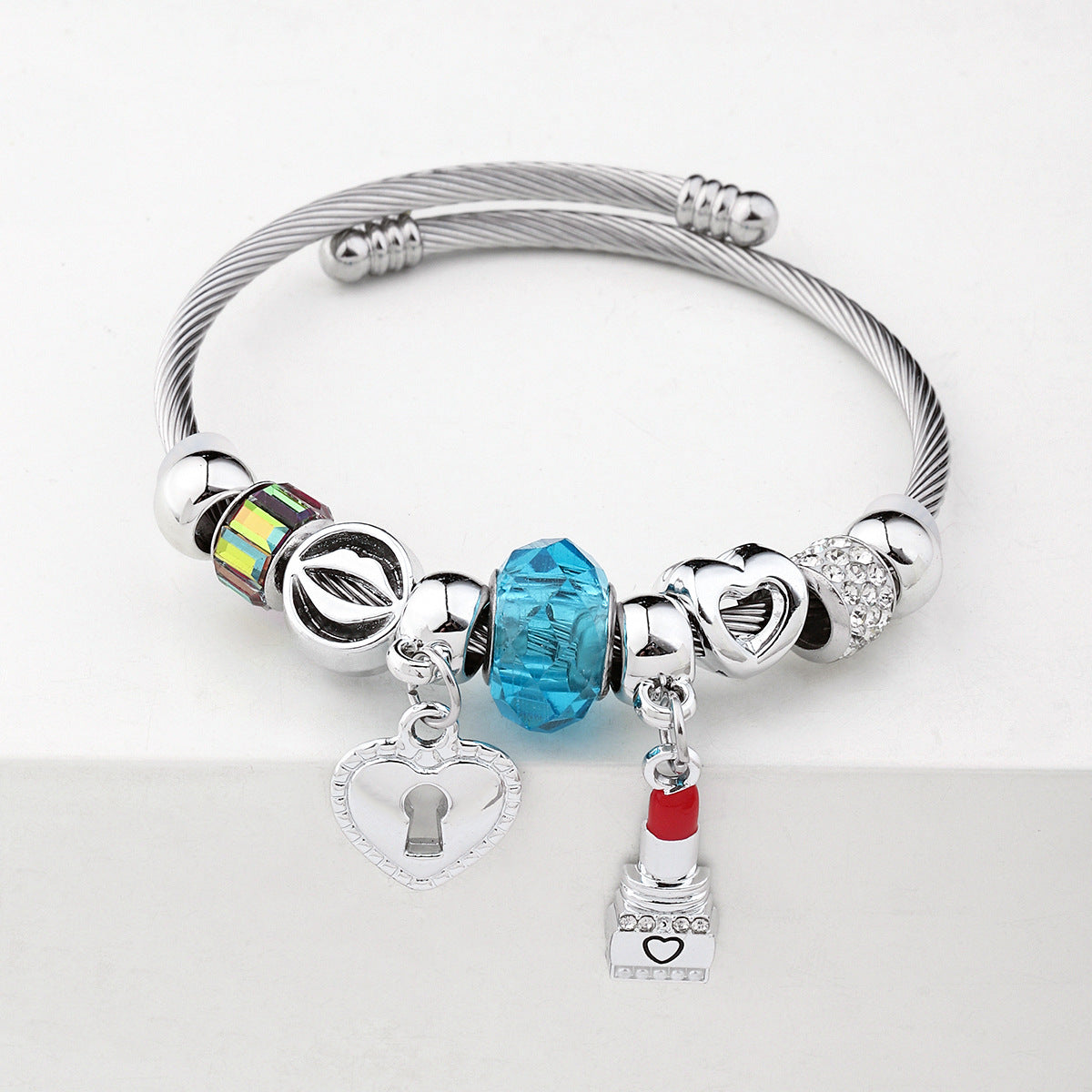 Wholesale Crystal Beads Stainless Steel Bracelet