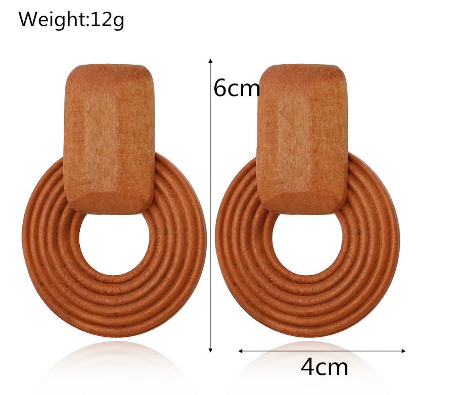 Wholesale Wooden Geometric Simple Earrings