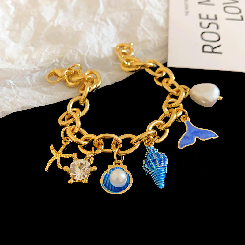 Wholesale Personalized Starfish Conch Chain Bracelet Fashion All-match High-end Temperament Adjustable Bracelet for Women