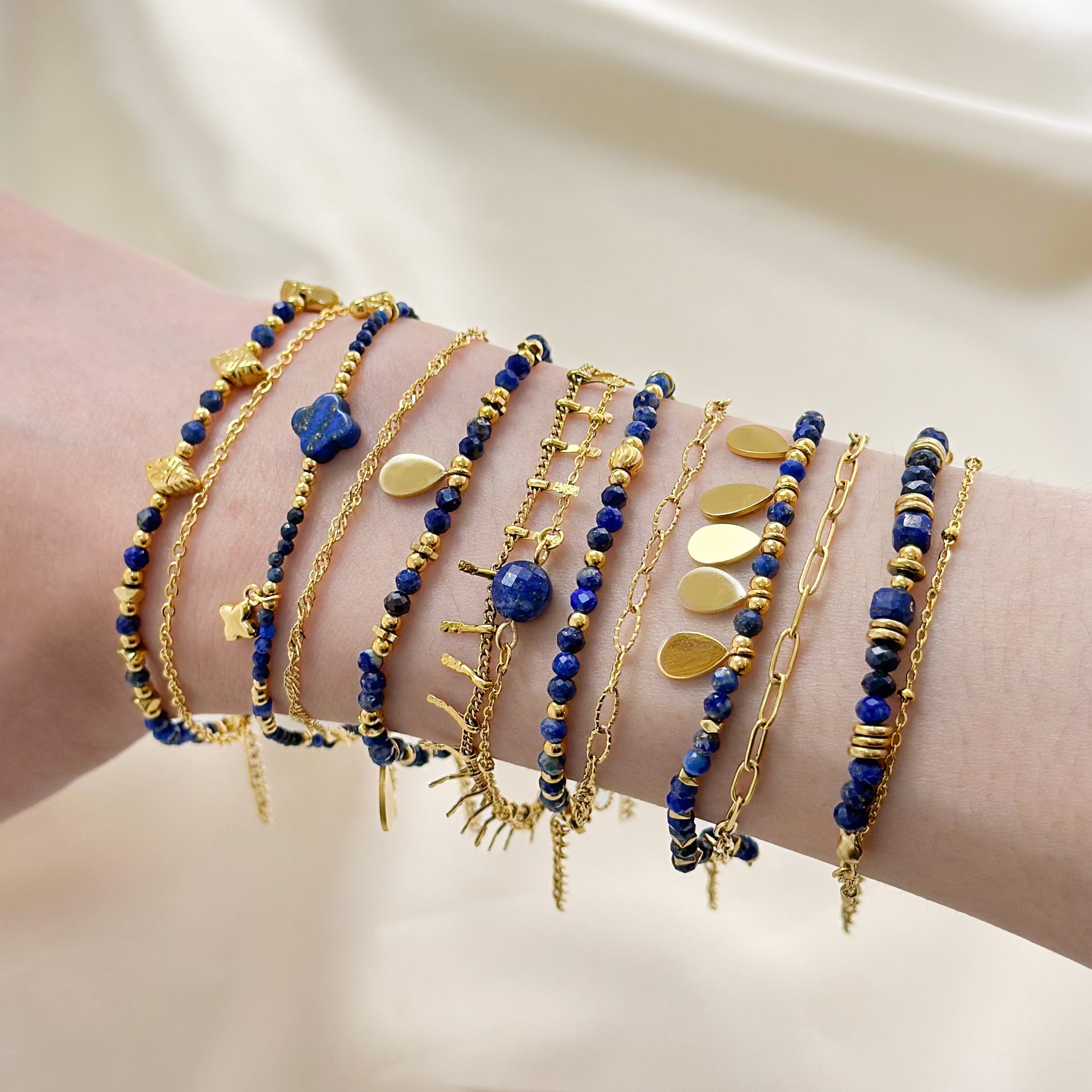 Wholesale Lapis Lazuleus Bracelet Design  Titanium Steel Bracelets Gold Plated Hand Jewelry