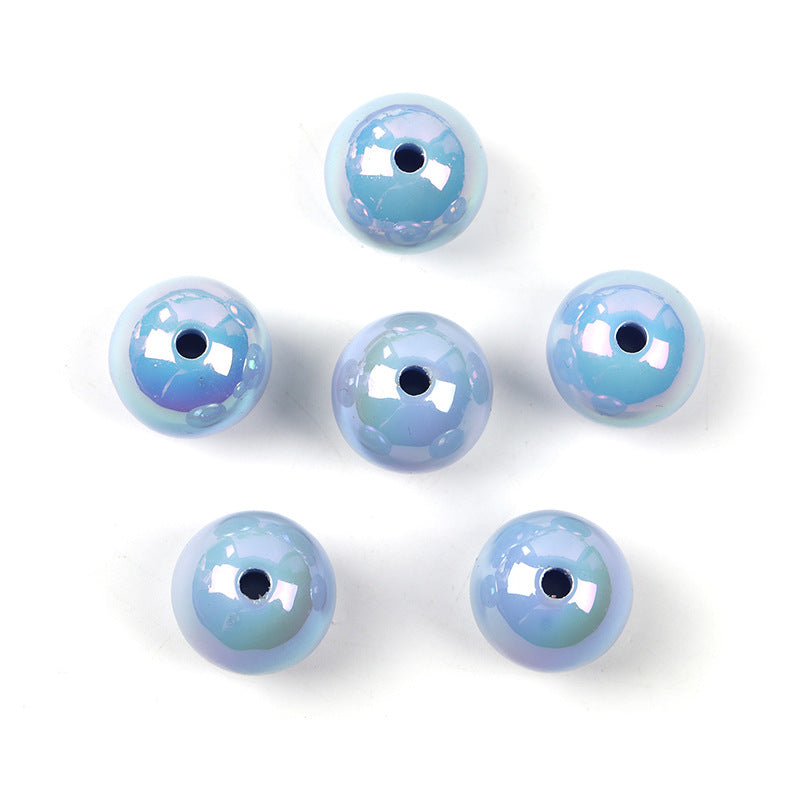 Wholesale 100pcs UV color plated solid color round beads 16mm acrylic beads