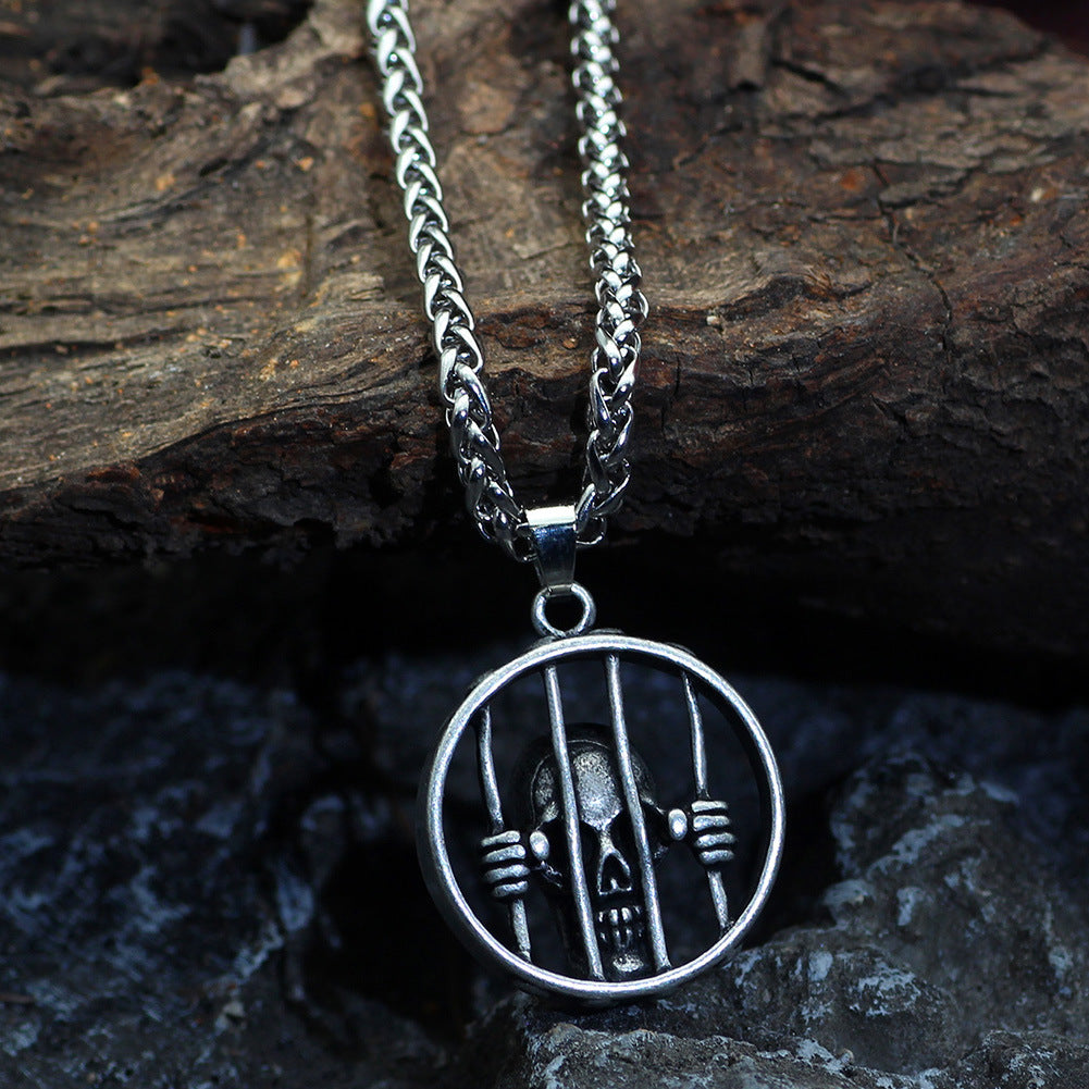 卸売スカルケージレトロメンズ合金ネックレス