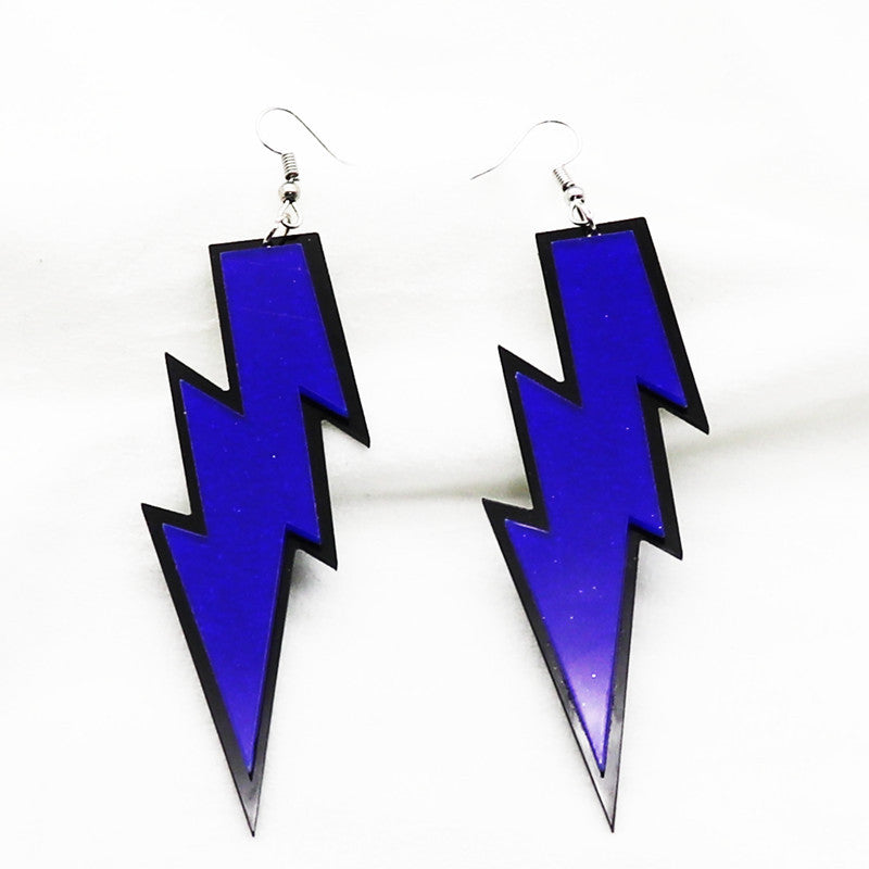 Wholesale Lightning Exaggerated Long Silver Needle Acrylic Earrings