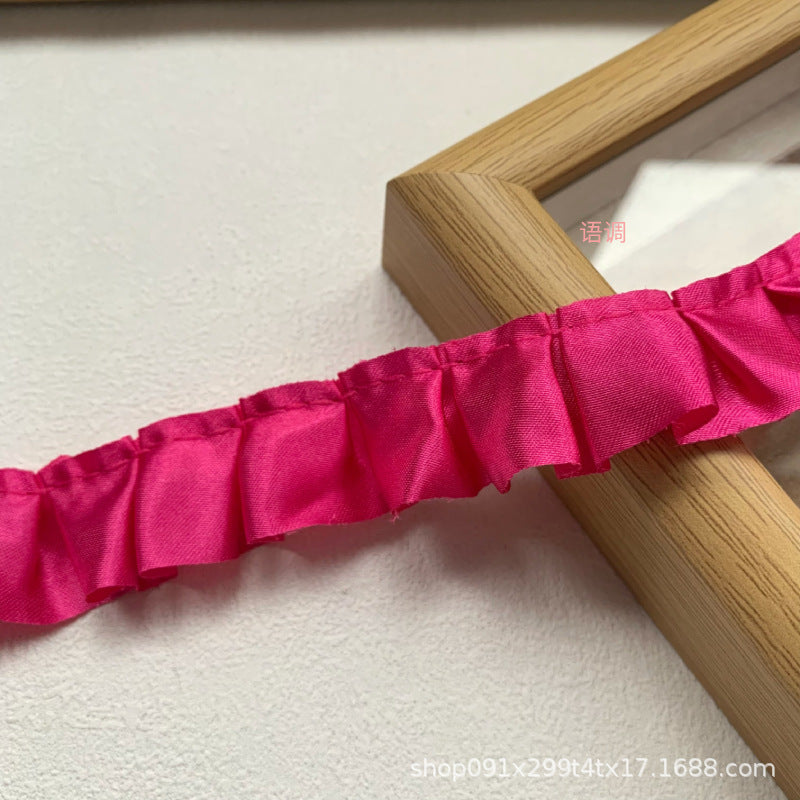 Wholesale 10pcs 2.5cm Satin Pleated Color Lace Baby Clothes Clothing Accessories Handmade Diy Cheering Fan Cartoon Material