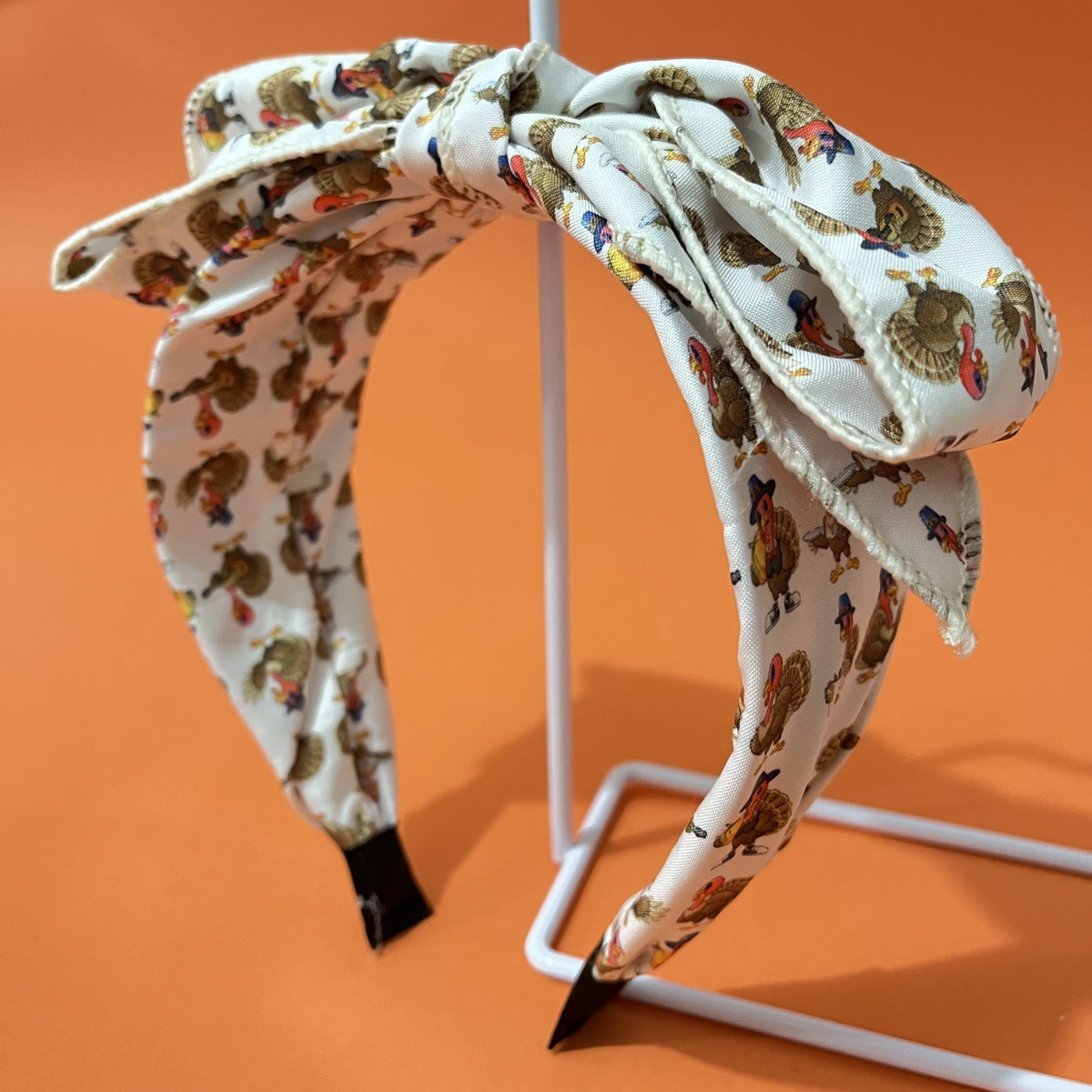 Wholesale Fabric Thanksgiving Pumpkin Maple Leaf Turkey Bow Headband