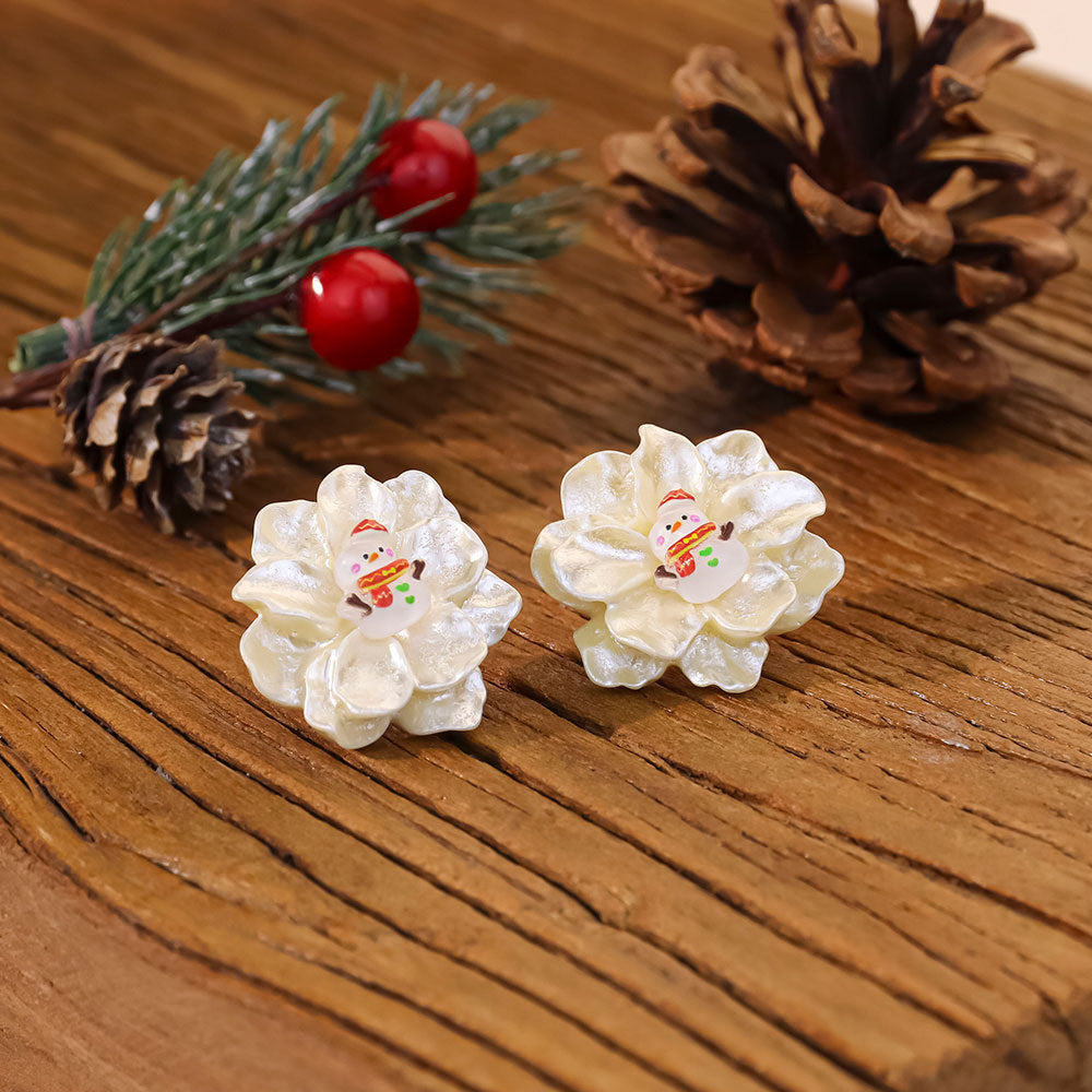 Wholesale Colorful Flowers Christmas Series Acrylic Earrings