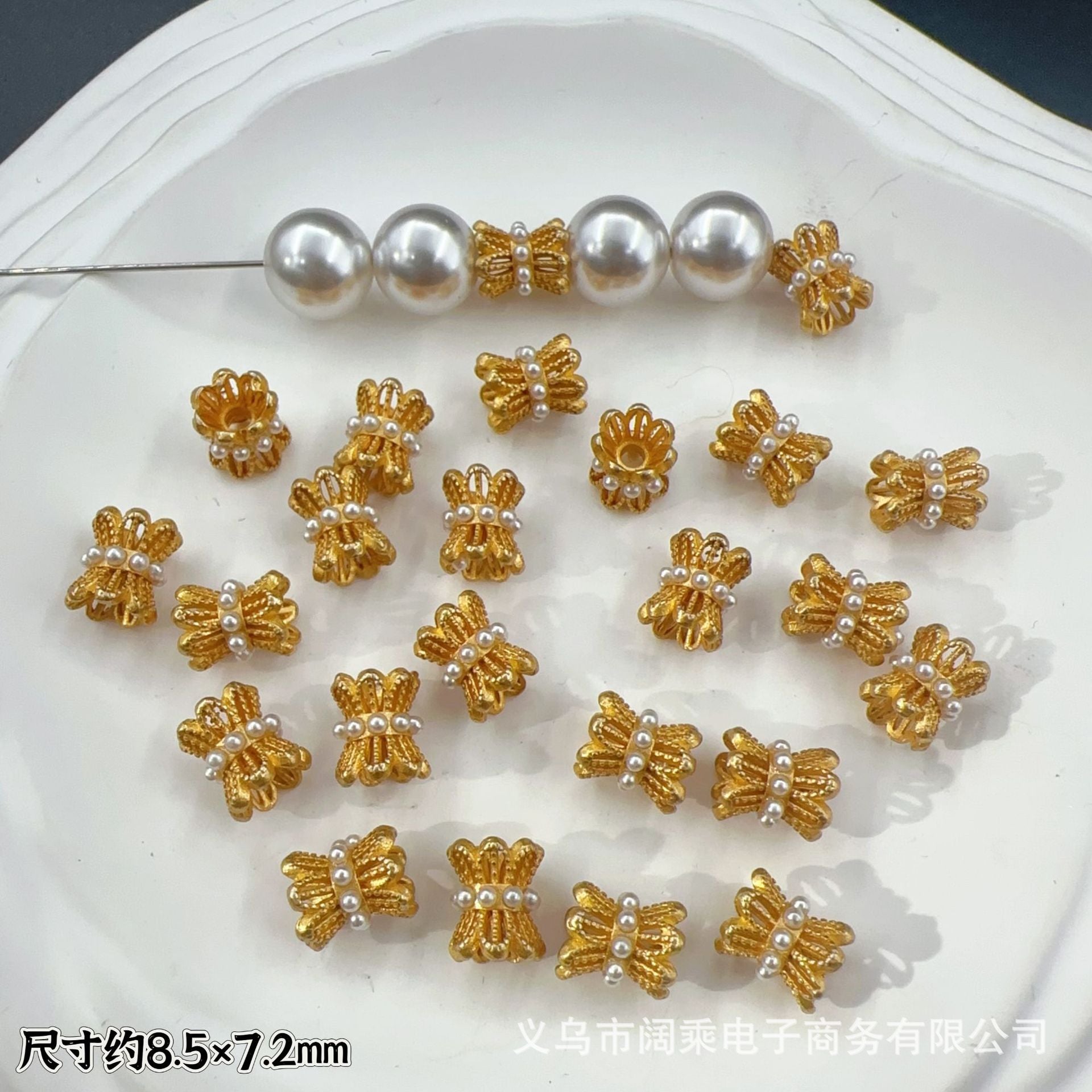 Wholesale 20pcs Ancient-plated hollowed-out small waisted golden double-sided torus spacer Beads