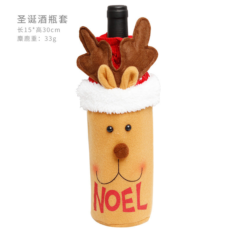 Wholesale Christmas Santa Claus Doll Wine Bottle  Non-woven Fabric Set  Decorations