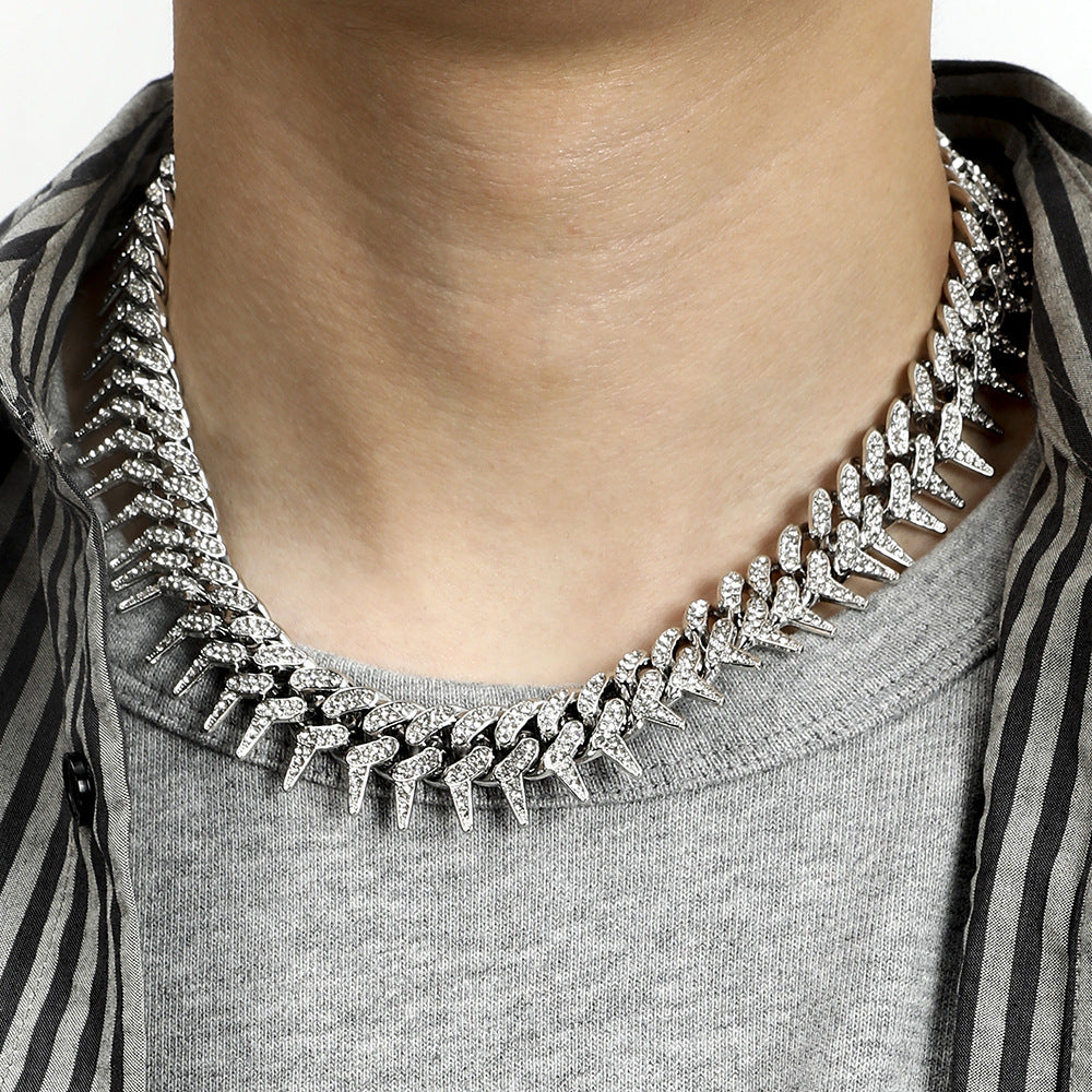 Wholesale Hip-hop Exaggerated Diamond Geometric Men's Thorny Cuban Chain