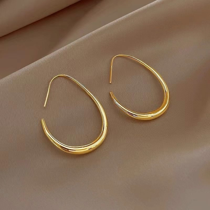 Wholesale Zinc Alloy Geometric Teardrop Earrings For Women Minimalist Silver Tone Everyday Jewelry Chic Boutique Resale Accessory