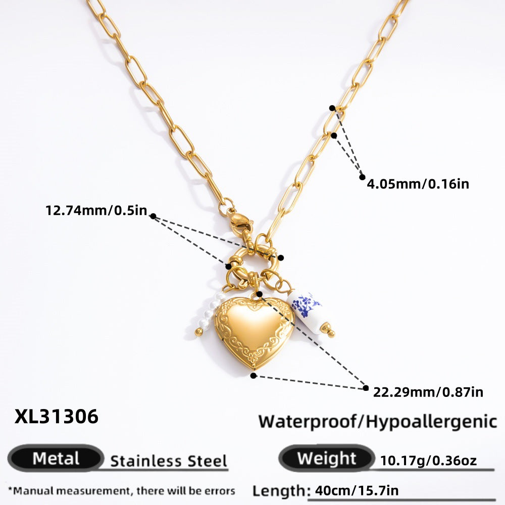 Wholesale INS style handmade pearl heart pendant