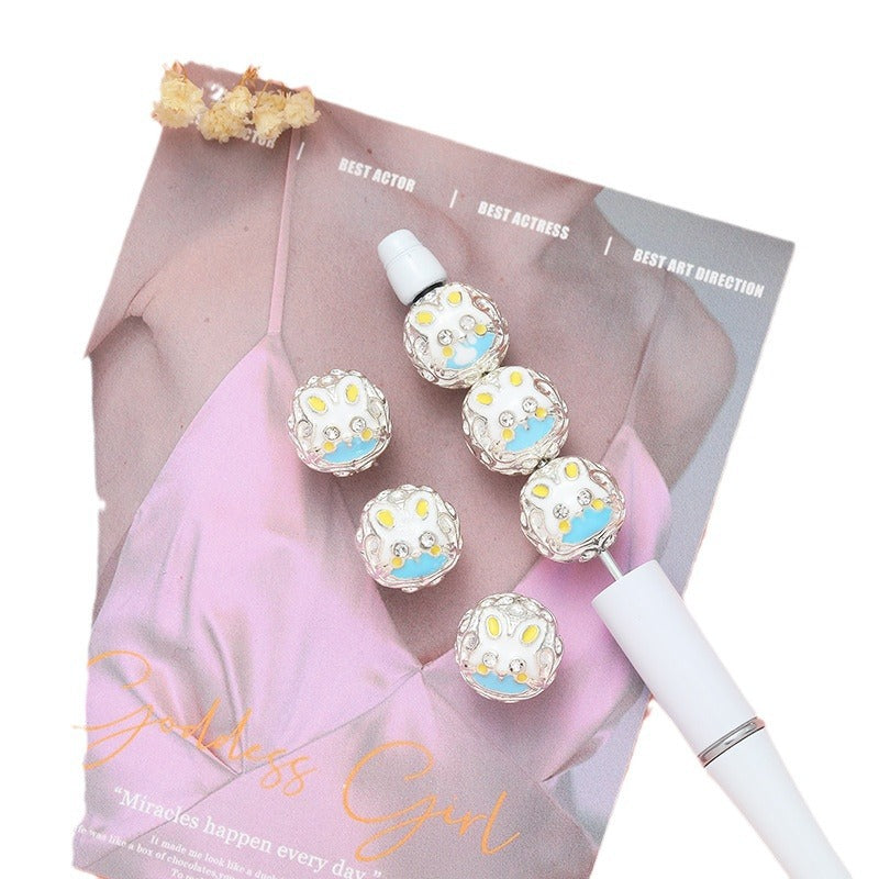 Wholesale Alloy Oil Drip Cat Head Straight Hole Beads