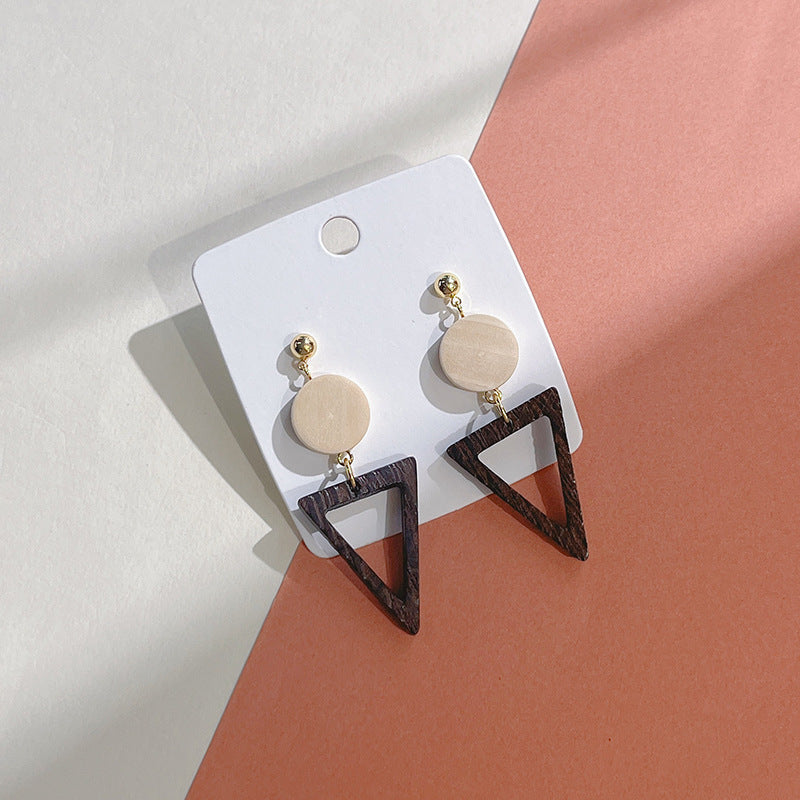 Wholesale Water droplet shaped geometric wooden earrings