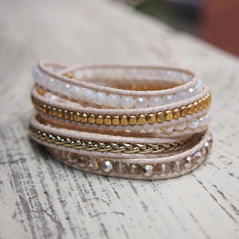 Wholesale Multi-layer Freshwater Pearl Wrap Crystal Bracelet