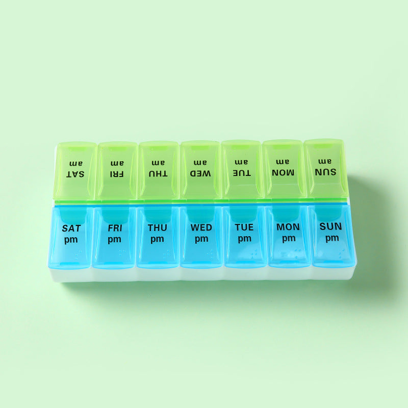 Wholesale PP Double Row Packaging 4-compartment Open Lid Portable Small Medicine Box