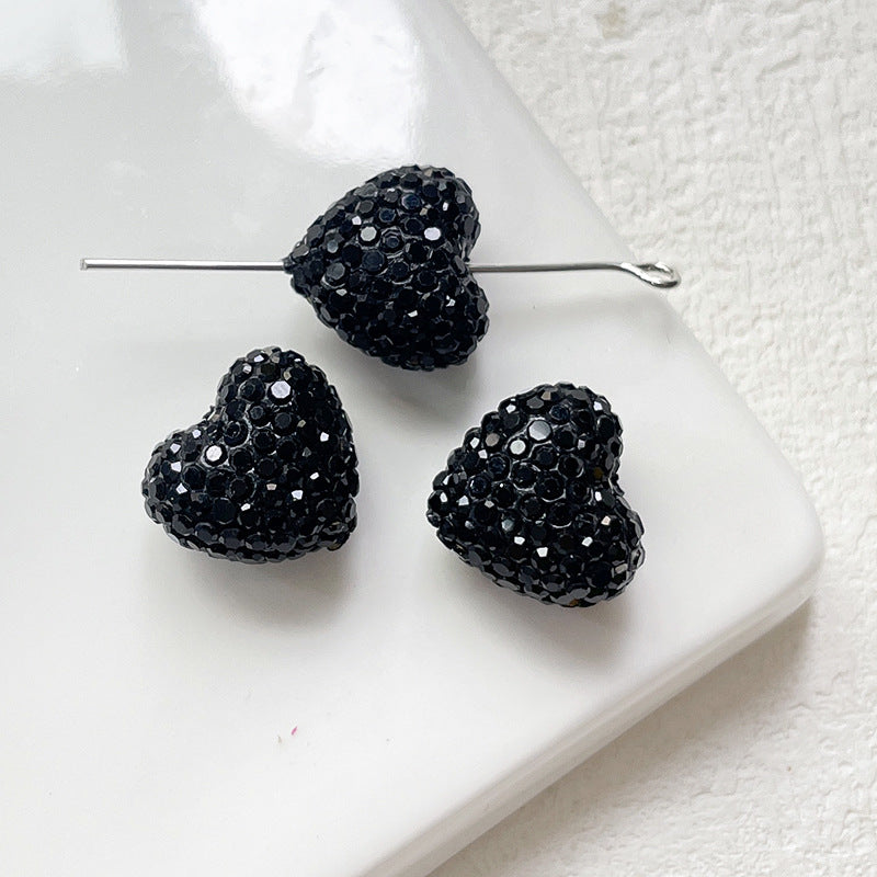 Wholesale 10pcs Colorful Gothic Punk Full Diamond Love Acrylic Beads