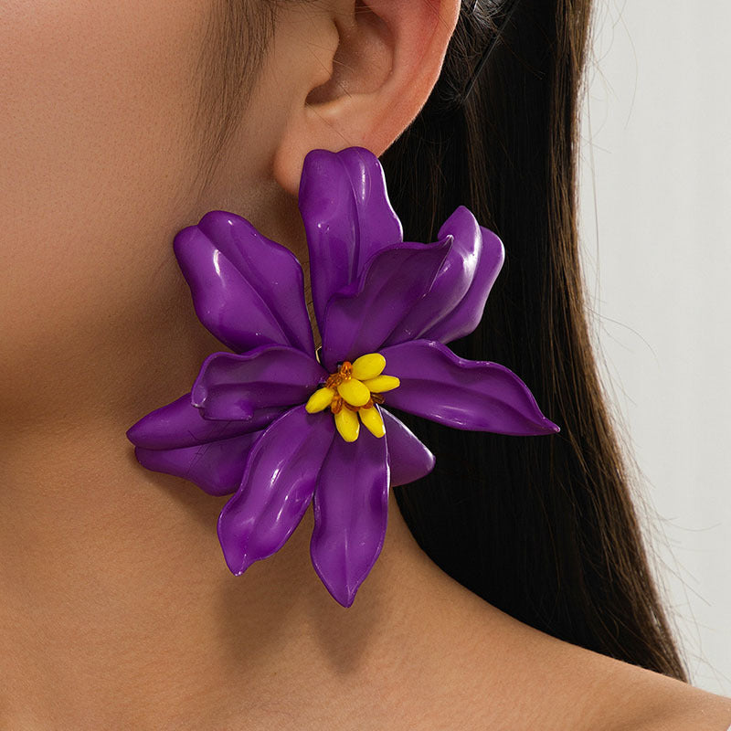 Wholesale Acrylic Flower Alloy Earrings Retro Chic Fashion Jewelry Accessory For Women Casual Party